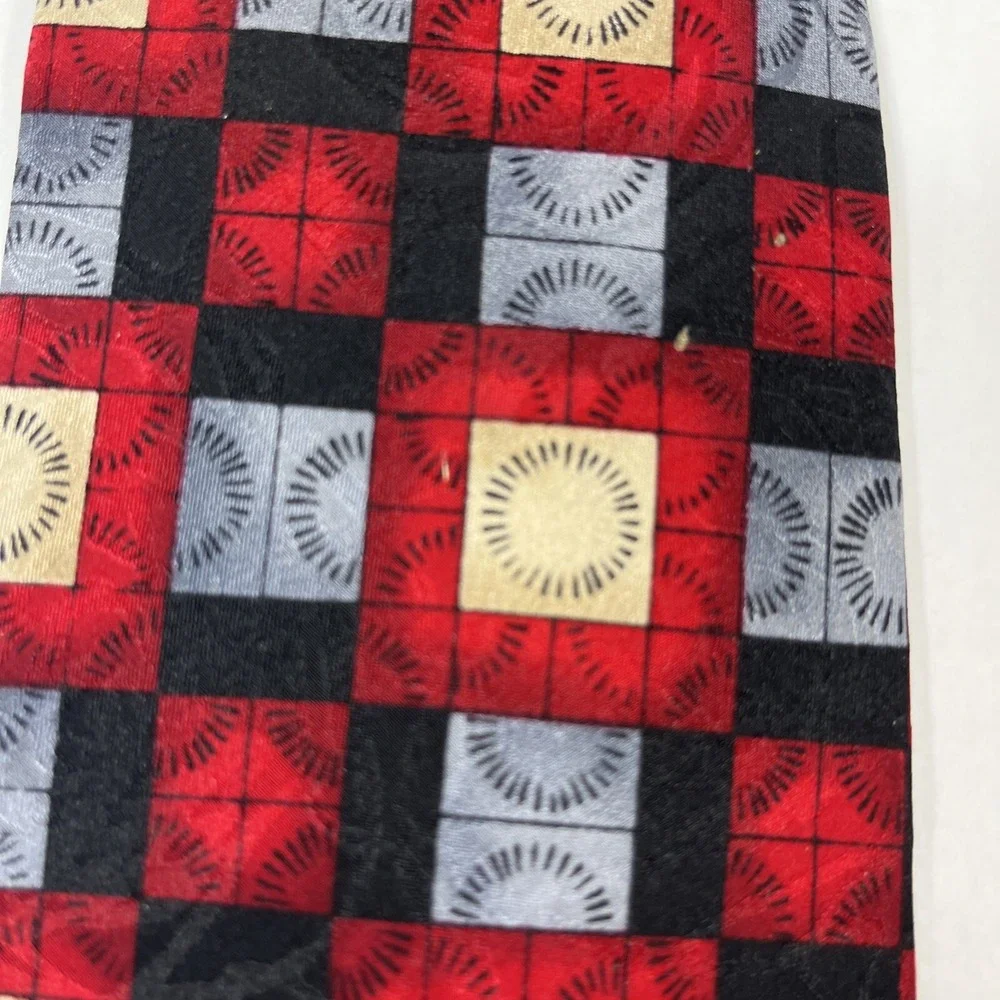 J Blades and Co Mens Tie  4 in W x L 63 in Silk Red Black Silver Blue
